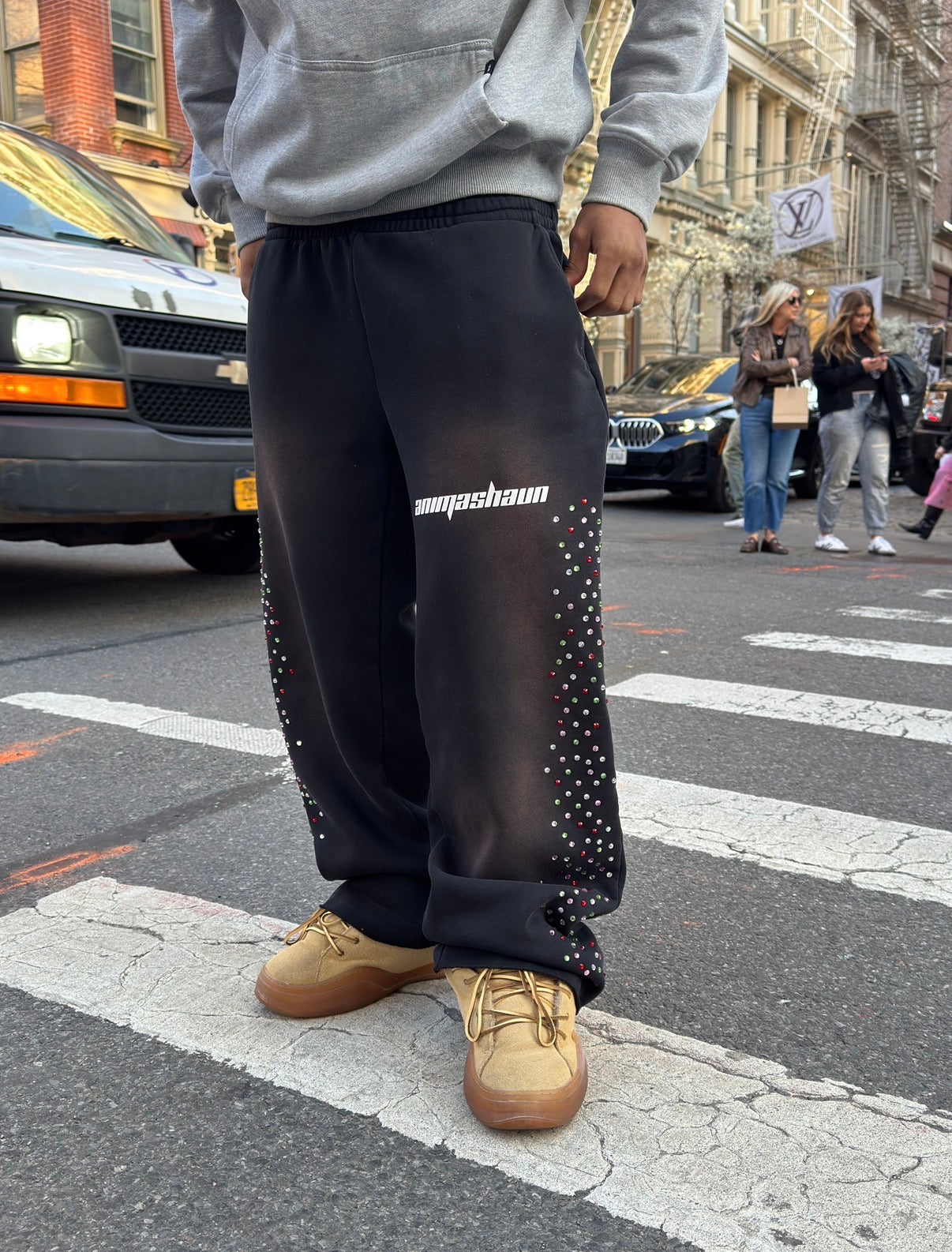 Black Rhinestone Sweats