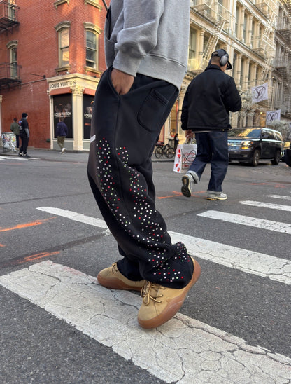 Black Rhinestone Sweats
